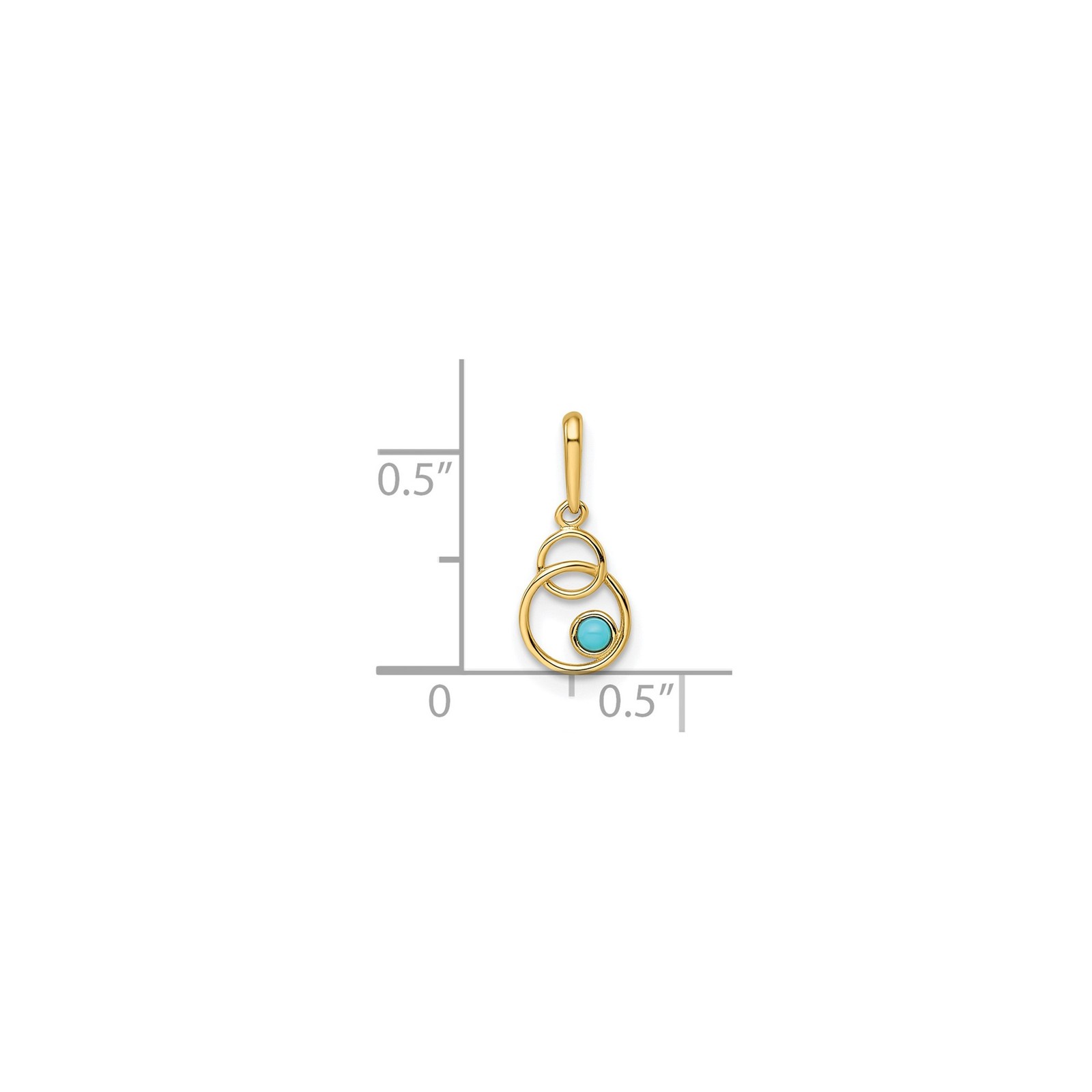 14k Yellow Gold Turquoise Pendant Abstract Open Circle Modern Minimalist Necklac