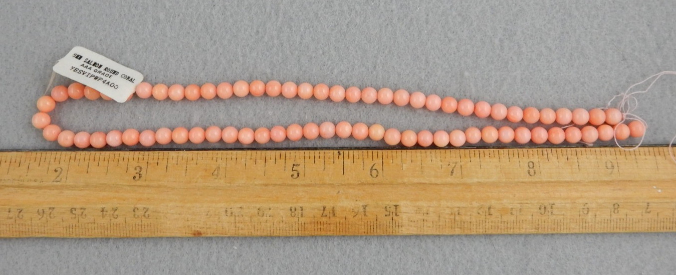 AAA Grade Round Pink Salmon Coral Beads 6 MM Natural Color 15.5″ Strand NOS