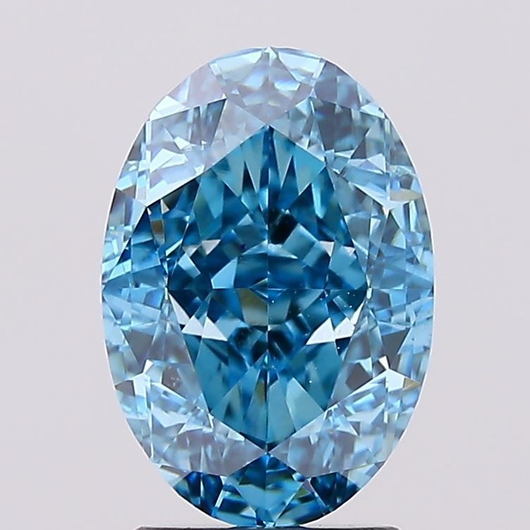 3.12 Cts Fancy Vivid Blue Color VVS2 Oval Cut IGI Certified CVD Diamond