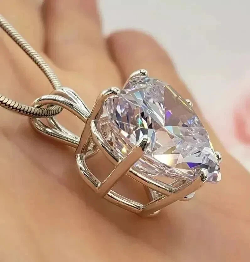 4.00 Ct Certified Lab Grown White Diamond Solitaire Heart Cut Pendant
