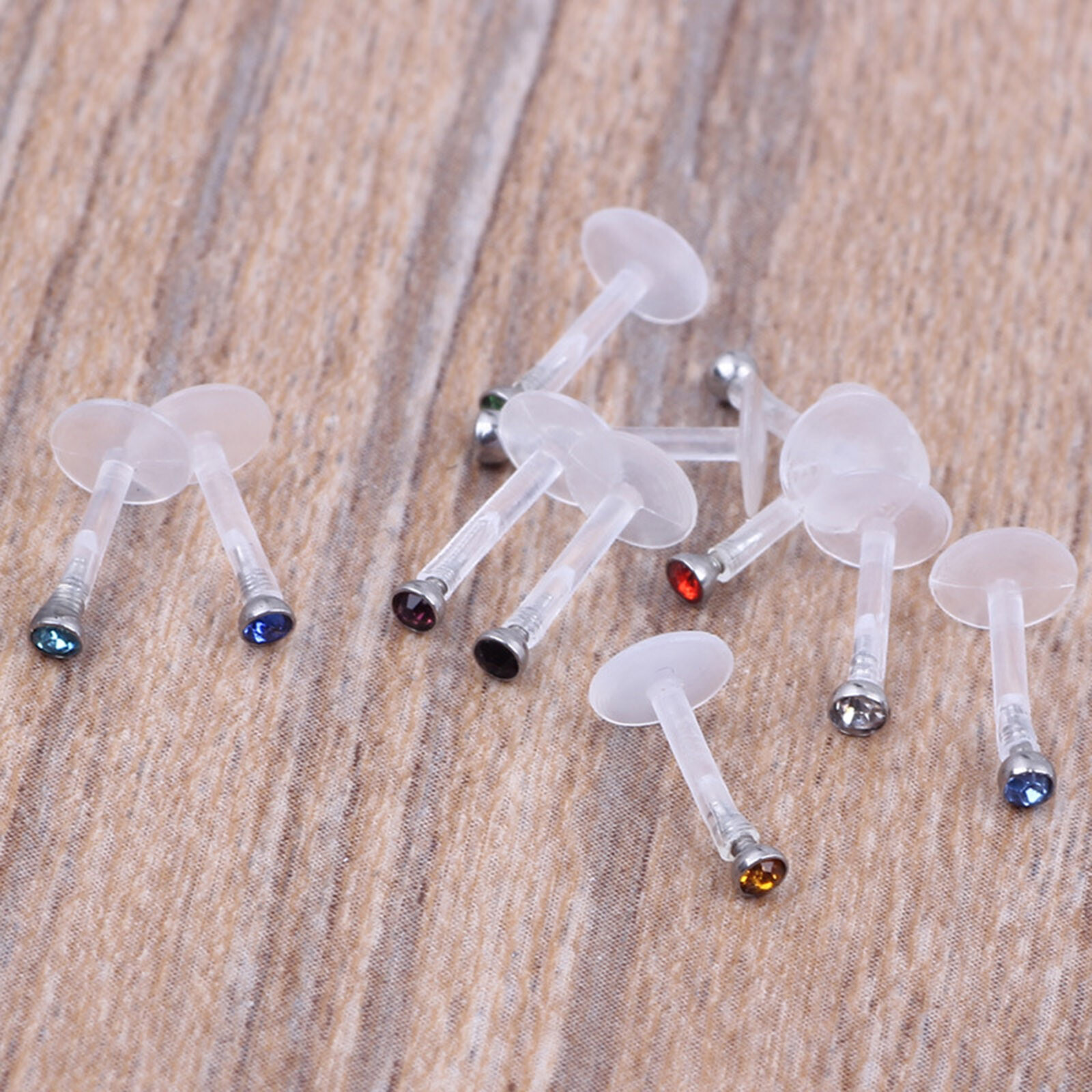 10PCS Labret Ring Lip Studs Clear Cartilage Earring Acrylic Tragus Retainer 16G