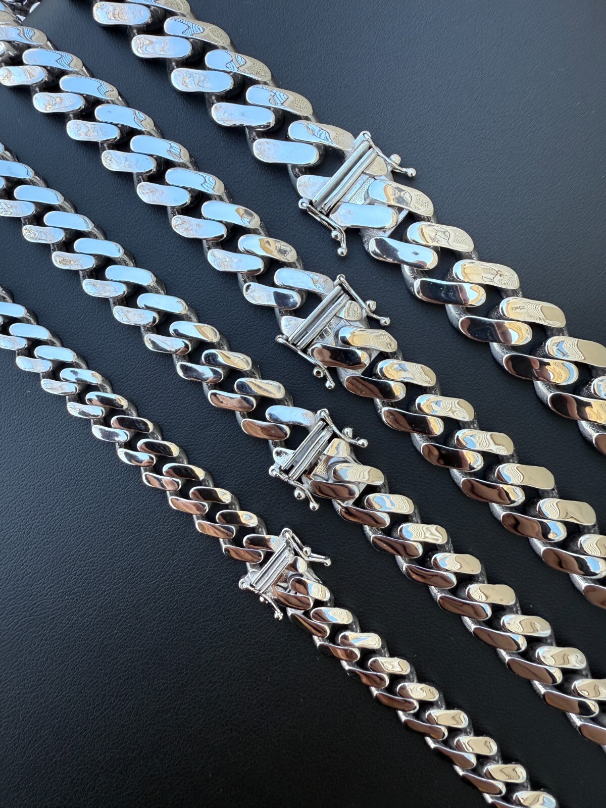 Monaco Cuban Link Chain Necklace Hollow Real 925 Sterling Silver 9-15mm Rhodium