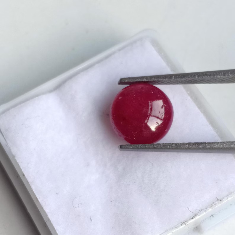 No Heat No Treat Ruby Round Cabochon Certified Earth Mine Loose Gemstone 2.35 Ct