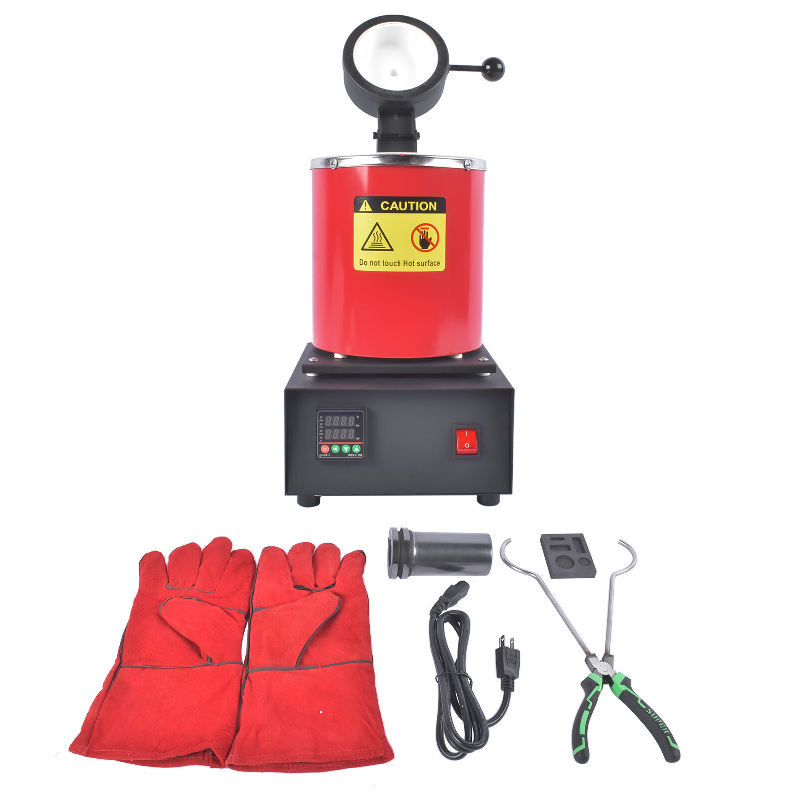 1500W 1150°C/2102°F Small High-Temperature Casting Furnaces 110V Red 1KG 2KG 3KG