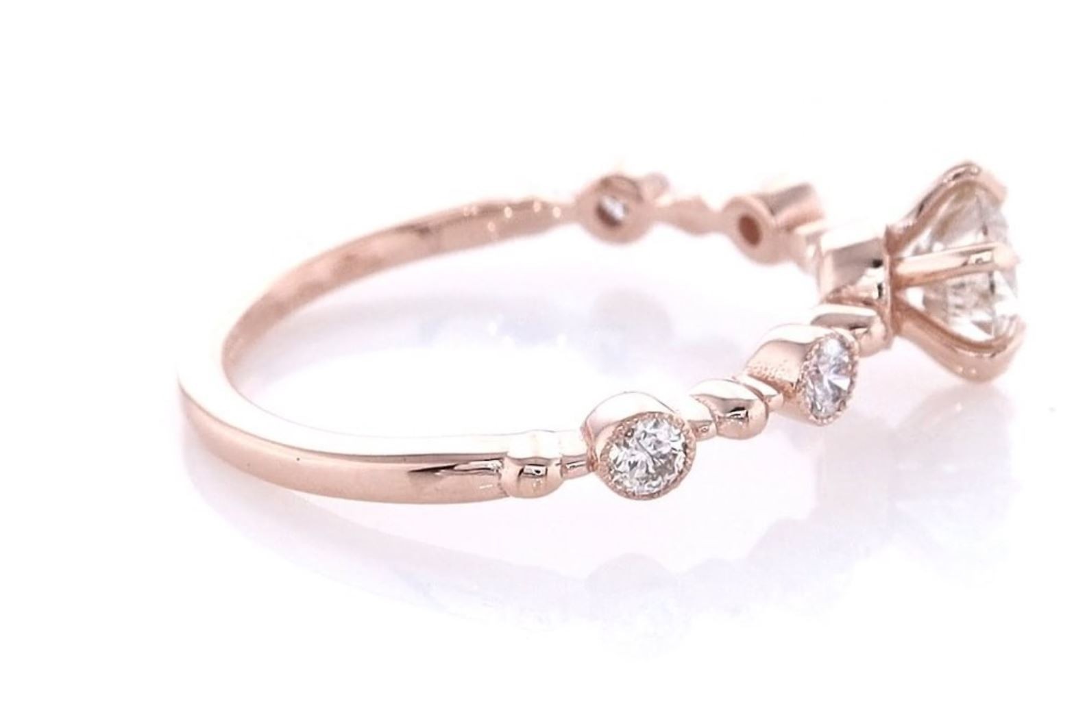 IGI Certified 0.74ct Natural Round Brilliant Cut Diamond Ring in 14K Rose Gold