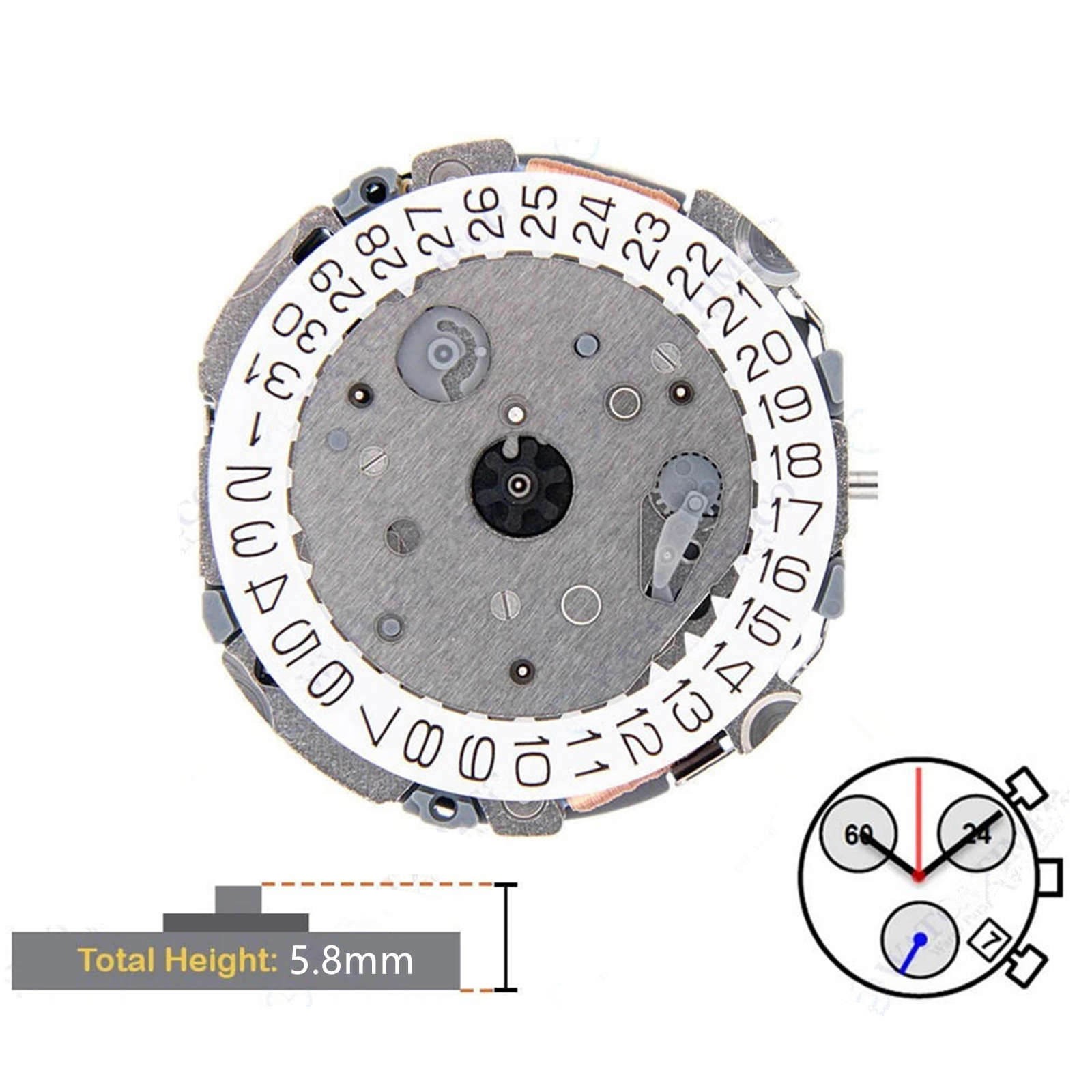 For Miyota FS00 Chronograph Quartz Mechanism With Date Feature 6 Hands Movement