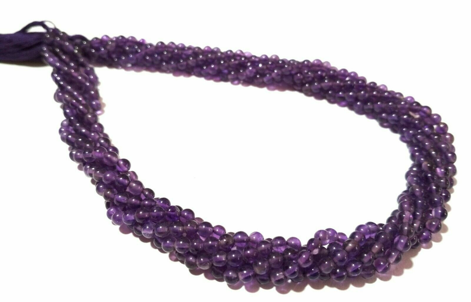 10 Strand Natural Amethyst Round Ball Smooth 4-4.5mm Loose Beads 12″inch