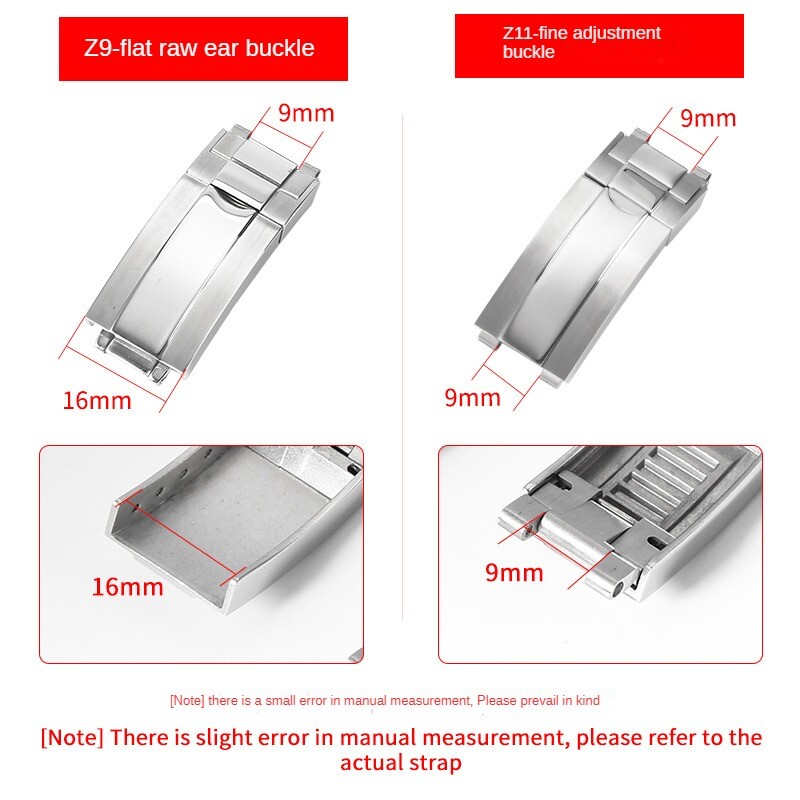 Premium Stainless Steel Folding Clasp for Rolex Rubber Strap Metal Buckle 16x9mm