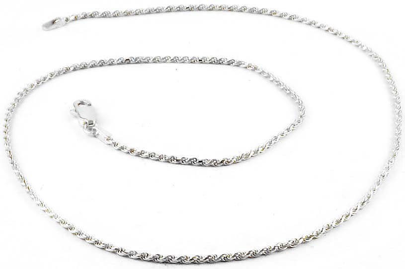 1.5MM Solid 925 Sterling Silver Italian DIAMOND CUT ROPE CHAIN Necklace Italy
