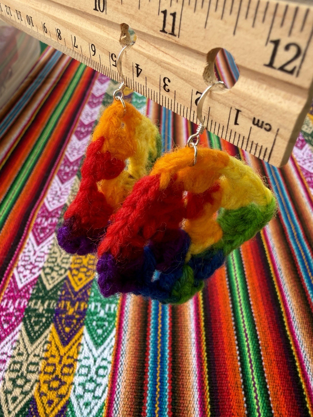 Vintage Crochet Mini Granny Squares Repurposed Earrings