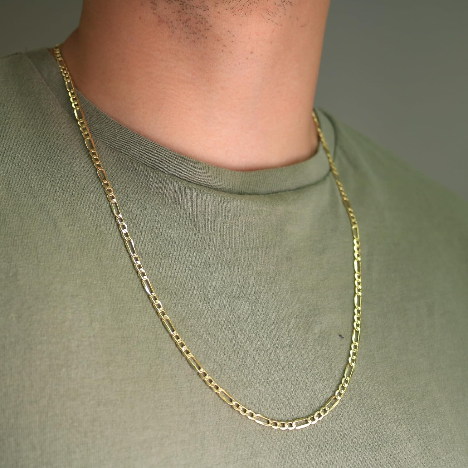 14K Yellow Gold Figaro Link Chain Necklace 4.5mm (16″-30″)