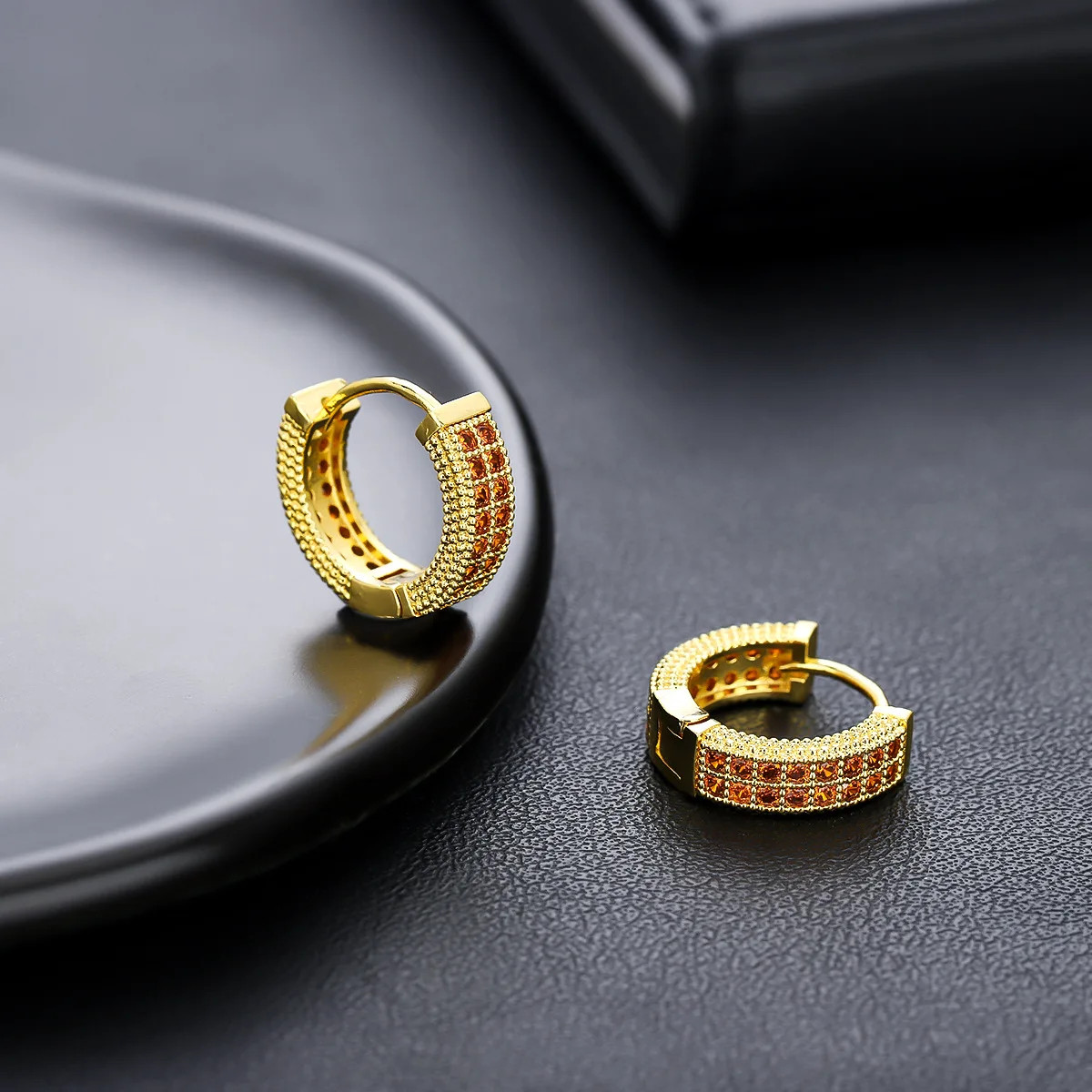 Female Male Multicolor Zircon Small Round Hoop Earrings For Men Women Minimalist