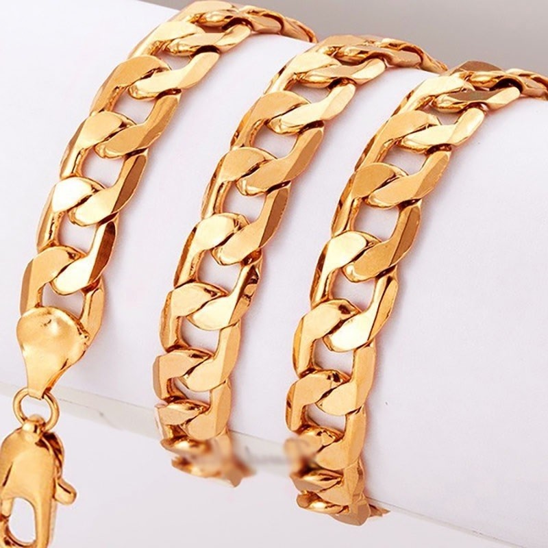 Solid 18K Yellow Gold 20″ Wide 5mm Curb Link Chain Necklace