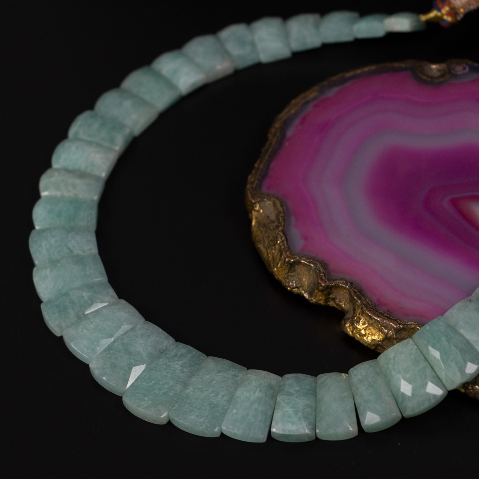 Amazonite Fancy Shape Layout Necklace, 9X14MM To 12X23MM, Faceted Gemstone choke