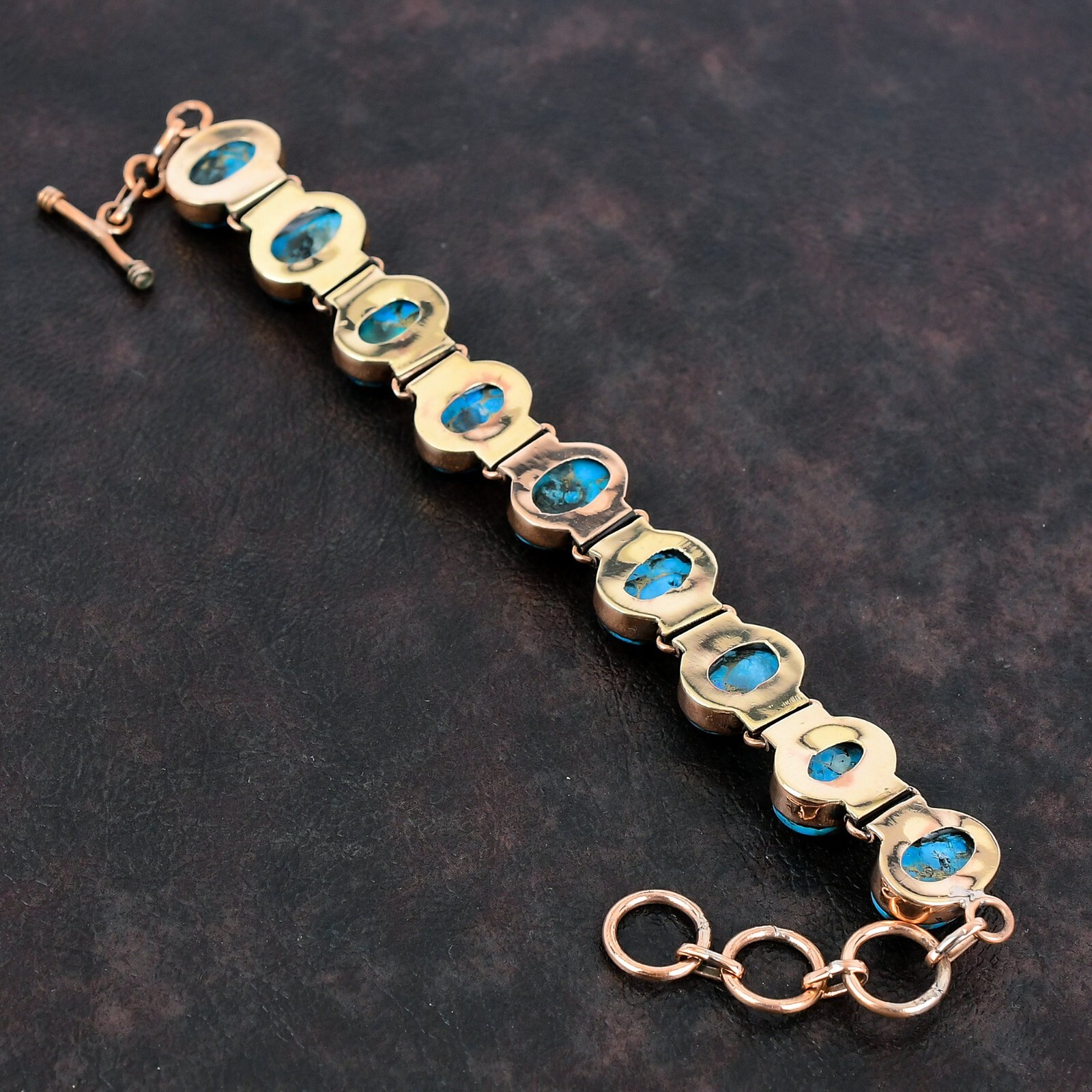 Blue Turquoise Jewelry Copper Gift For Briedsmaid Adjustable Bracelet 6.0″