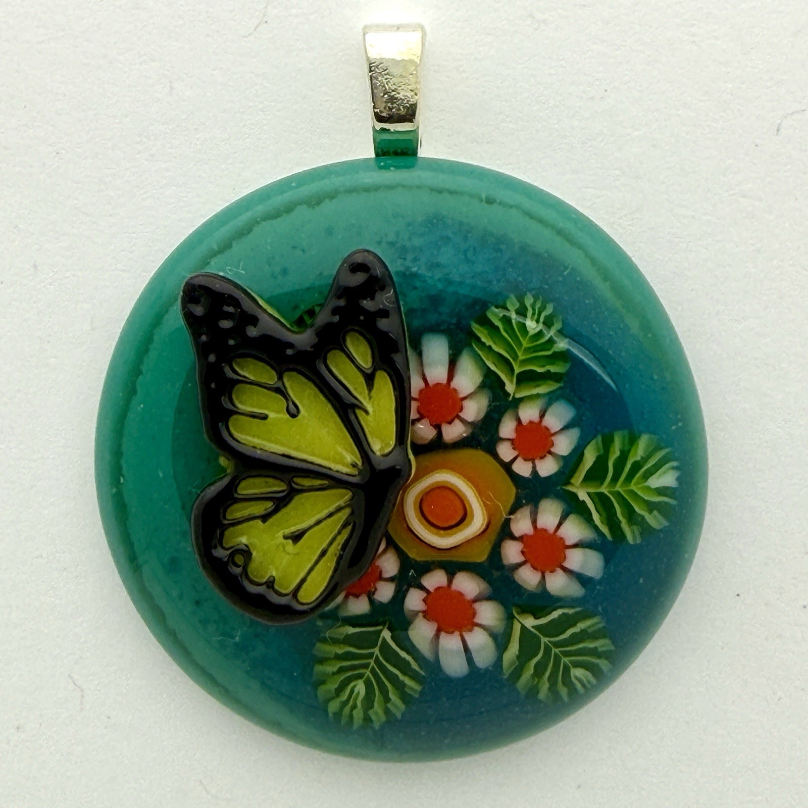 Art Glass Pendant Butterfly and Murrini