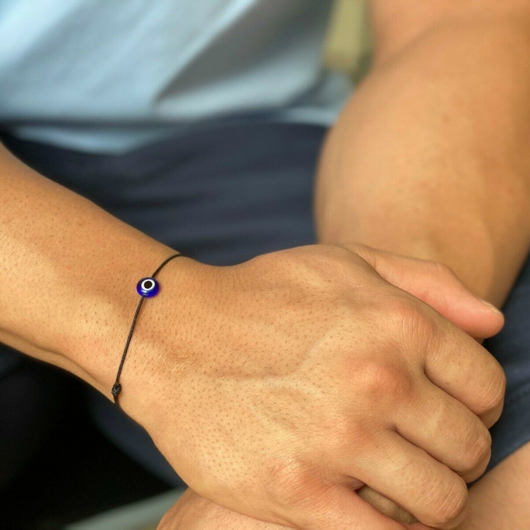 EVIL EYE BRACELET Black String Surfer Good Luck Protection Blue Men Women Adjust