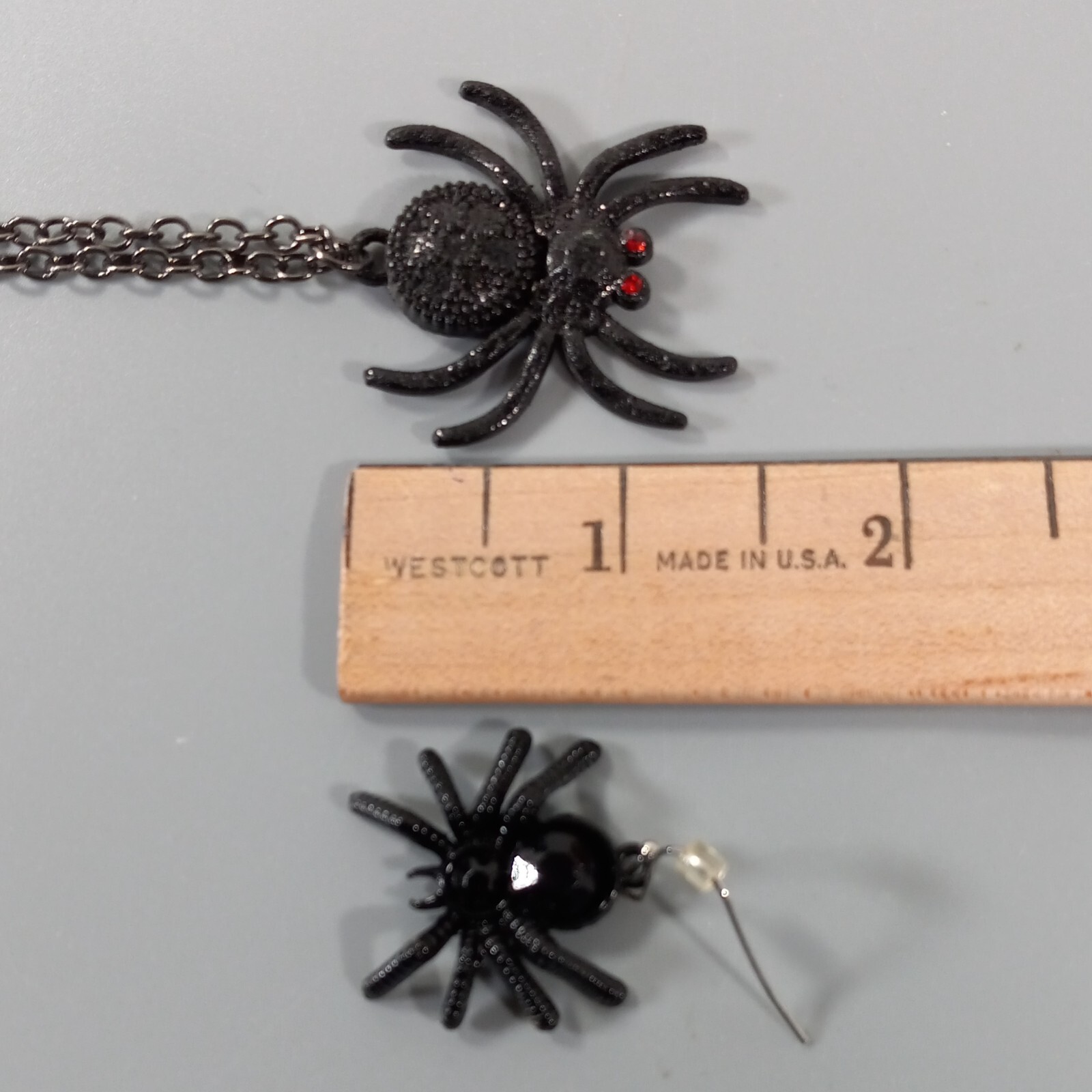 Spider Necklace Earring Sets Goth Halloween Rhinestone Fashion Jewelry Cosplay