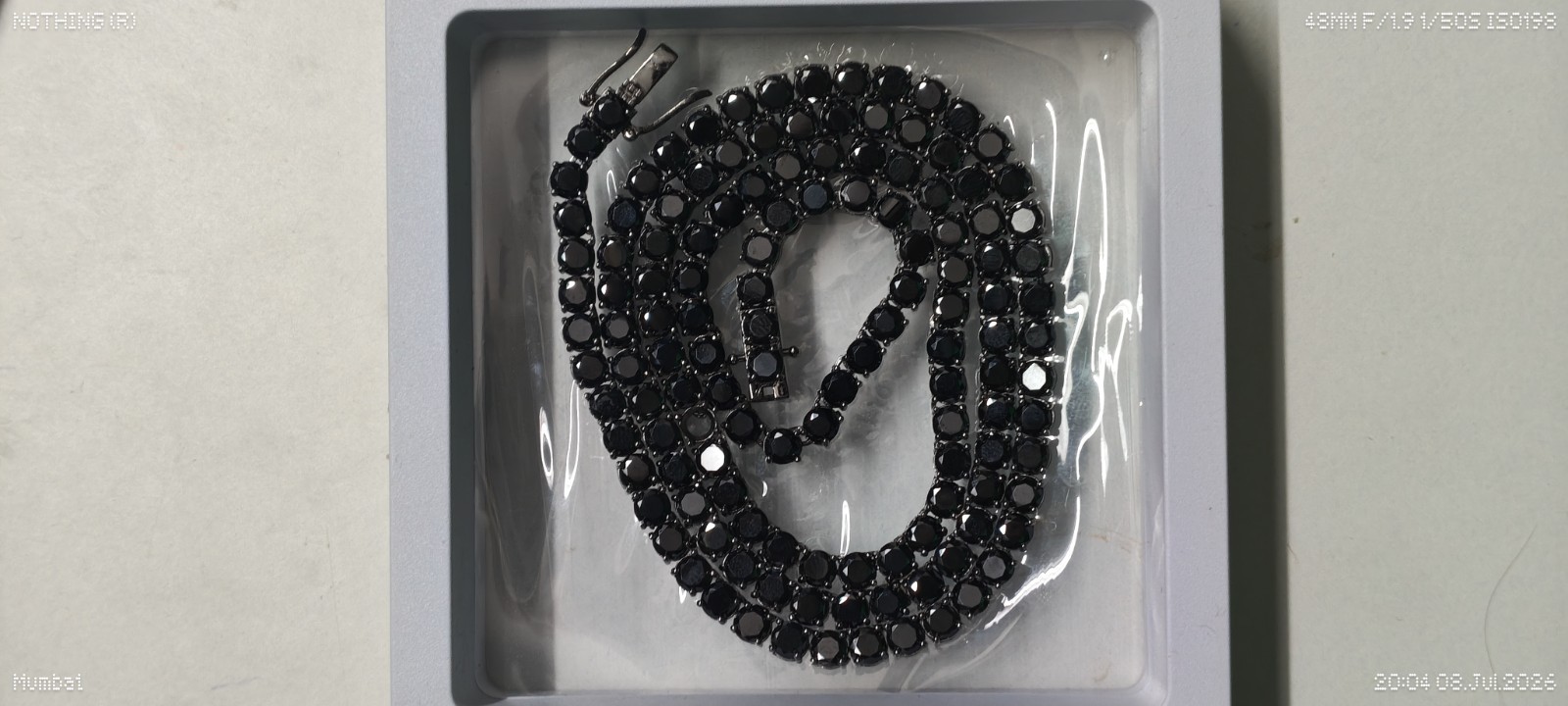 25Ct Black Round Cut Lab-Created Diamond Tennis Necklace 14K Black Gold Plated