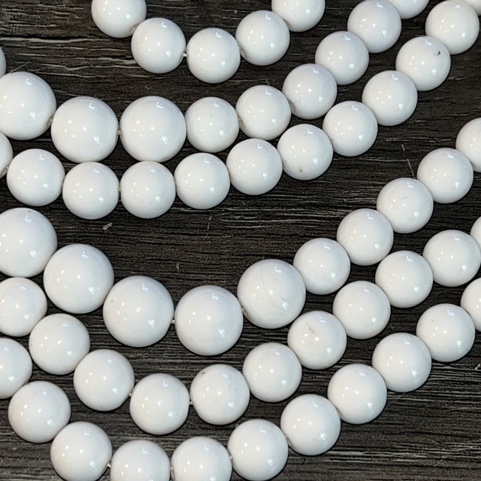Vintage MCM White 7 Strand Chunky Statement Necklace BIB 30in Long Acrylic Beads