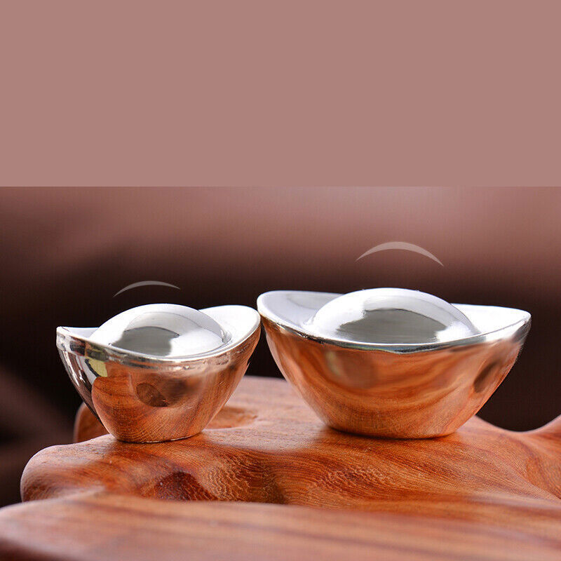 Fine 999 Pure Silver Chinese Yuanbao Shaped Solid Polish Surface Collection