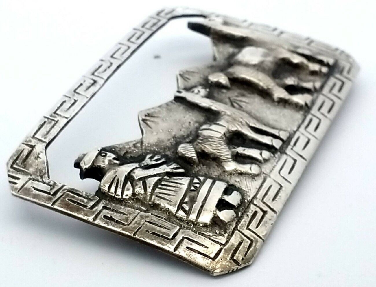 Vintage Alpaca Llama Peru Scenery Brooch/Pin Marked 900 Silver 28.5 Grams