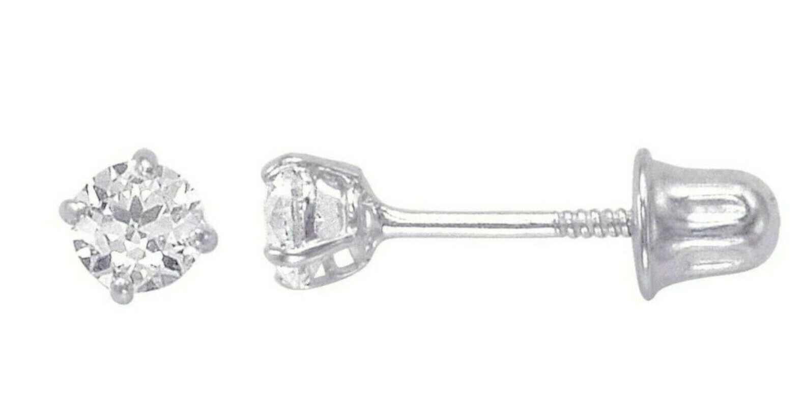 Genuine Diamond Tiny Stud Screw Back Earrings in Solid 14k Gold – AAA++
