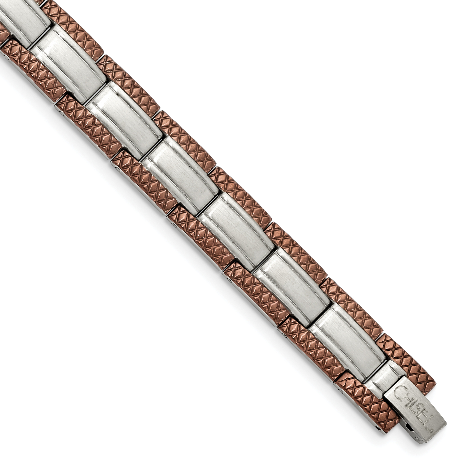 Chisel Stainless Steel Brushed with Textured Brown IP-plated Edges 8.75 inch Lin