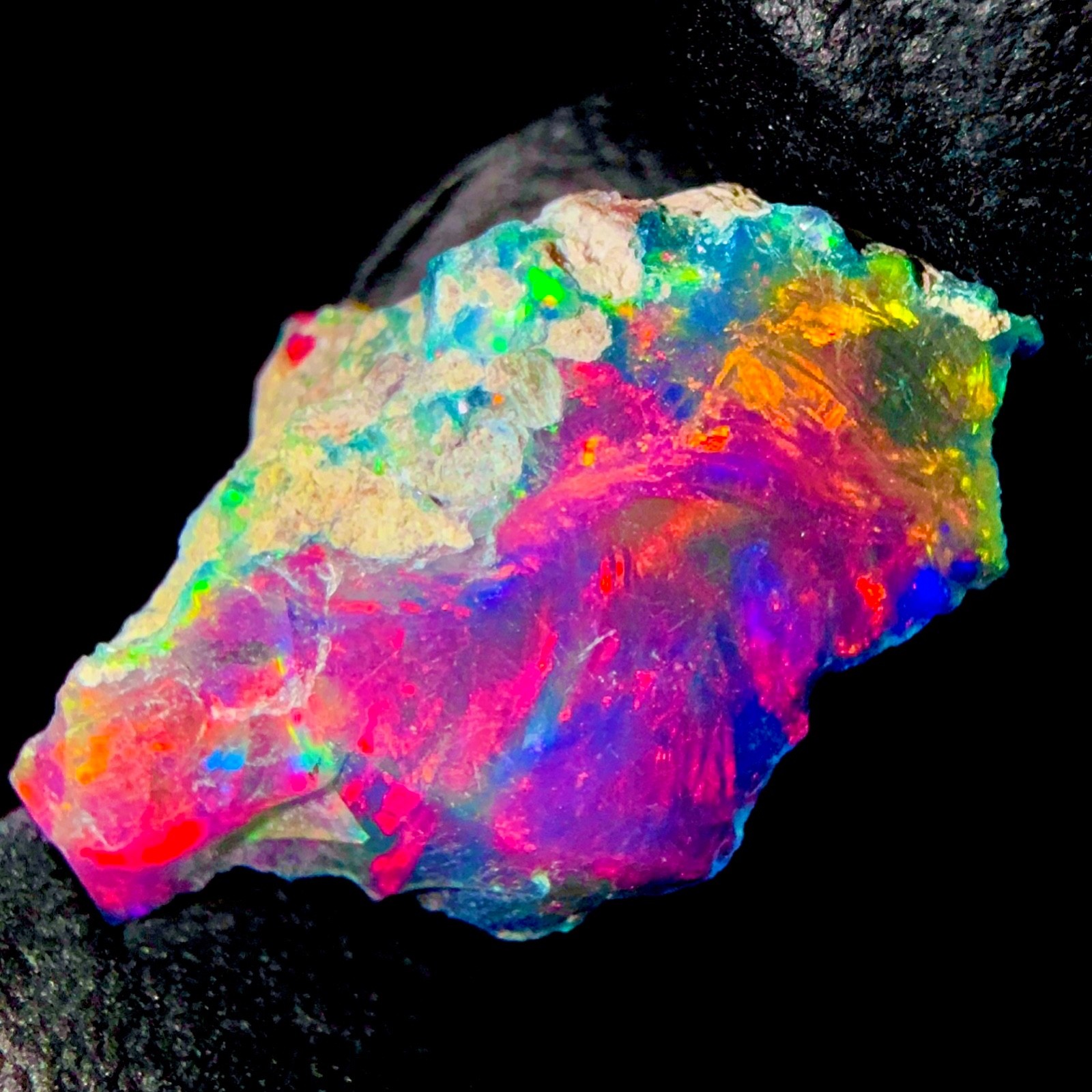 10 Ct Black Ethiopian Opal Rough, Jewelry Grade Welo Opal Rough, Multi Fire Opal