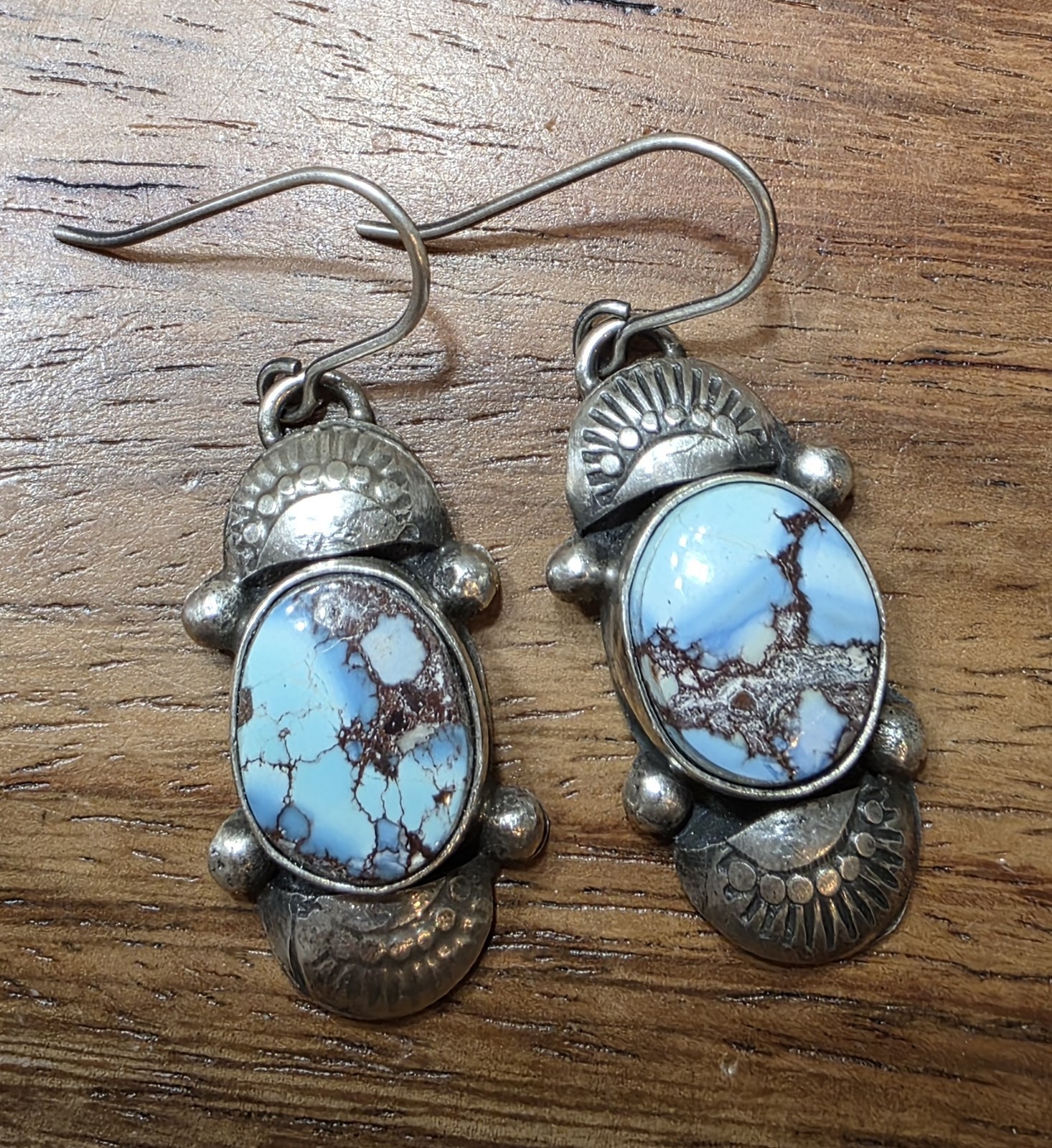 Navajo Golden Hills Turquoise Dangle Earrings, 925