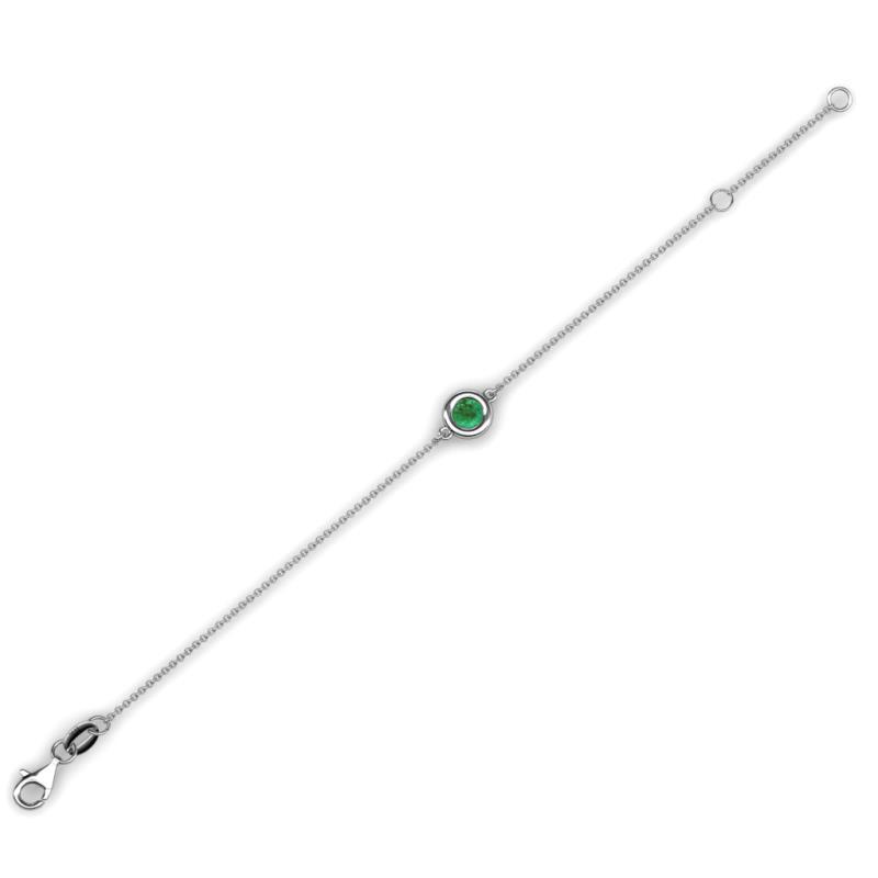 Round Emerald 4.00mm Solitaire Station Minimalist Bracelet 1/5 ct JP:186254