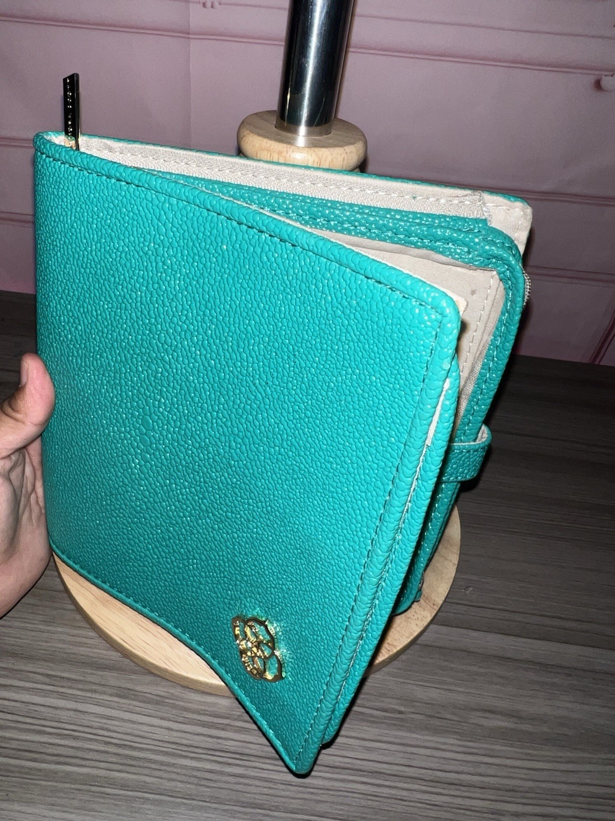 Kendra Scott Jewelry Travel Organizer Teal Faux Leather Case Removable Pouches
