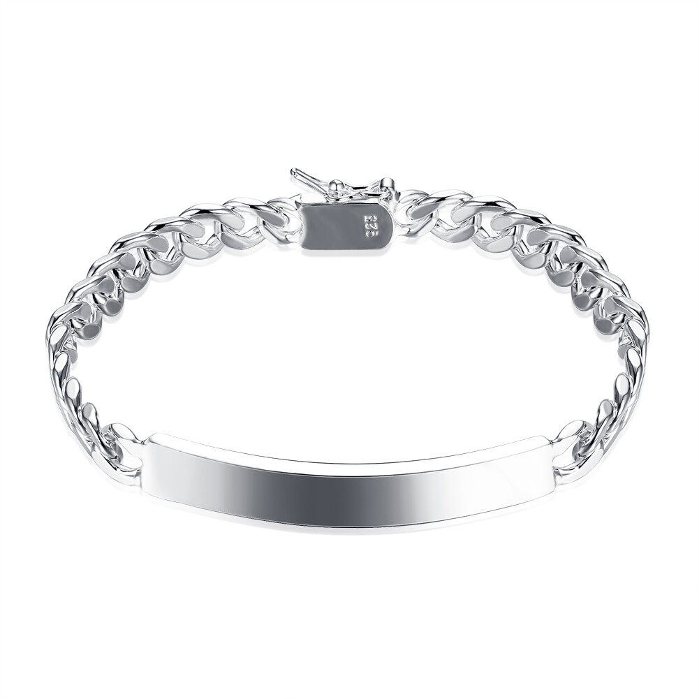 Women’s Mens Unisex Sterling Silver Plated ID Bracelet 8″ L22