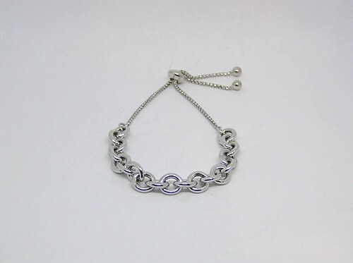 Sterling Silver 7.6 mm Cable Bracelet 9″ Adjustable Slide, Italy Quality Marked
