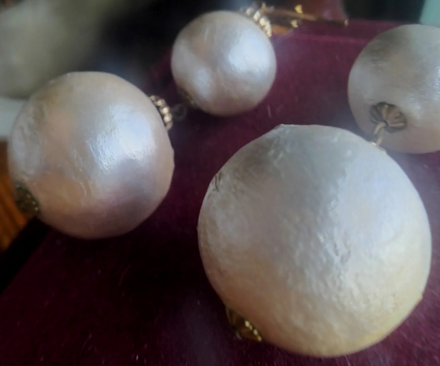 Stylish White Cotton Pearl Dangle EARRINGS 2.5″ Hook and Clip Combo