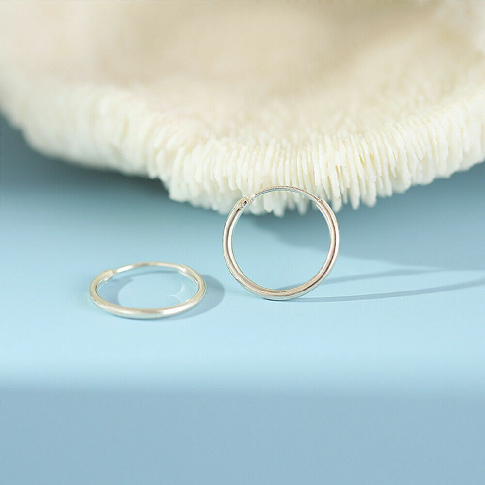 Classic Hoop Earrings Round Shaped Solid 925 Sterling Silver Women Men Jewelry