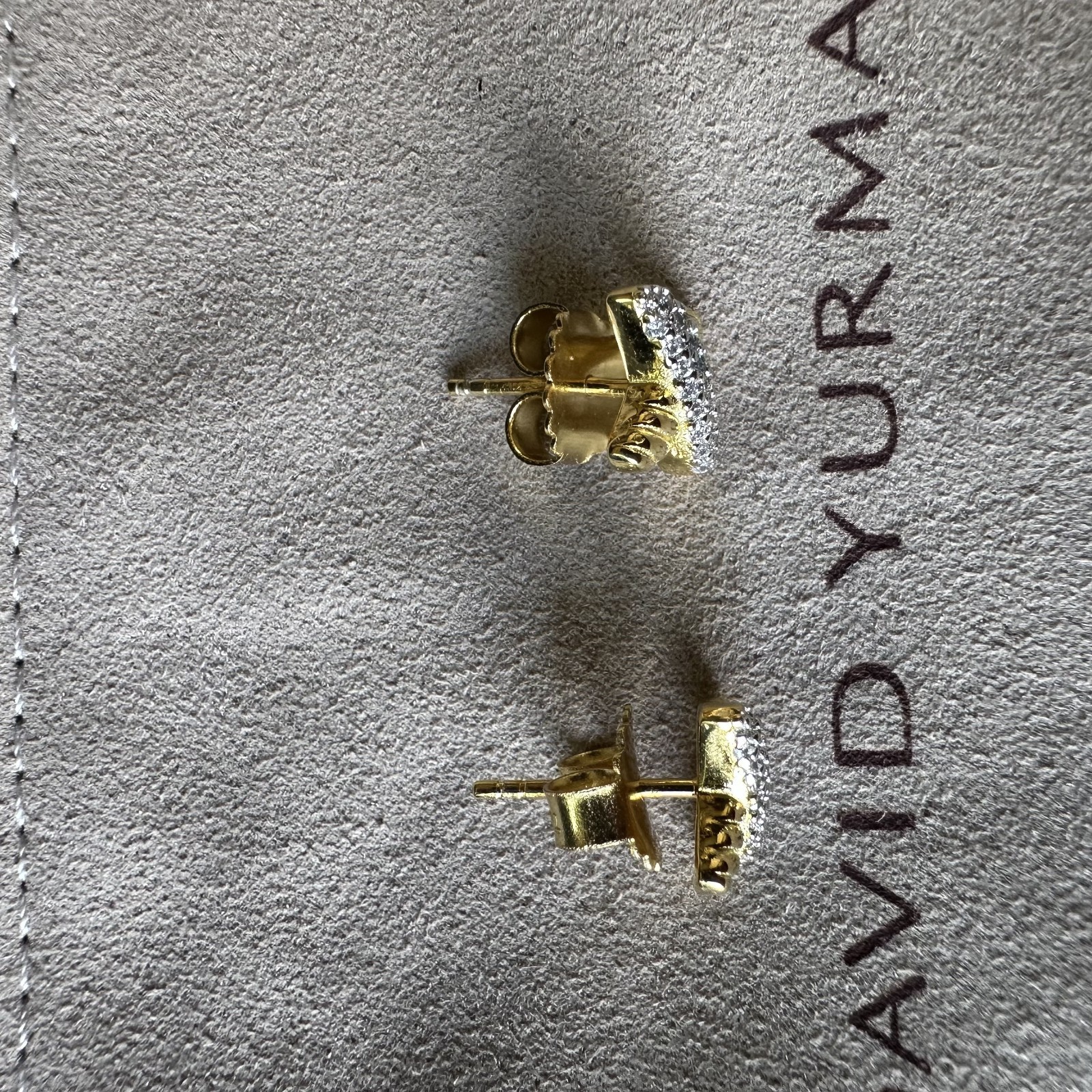 David Yurman Two Tone Cable Crossover Studs 925 Silver 18K Gold Diamond Earrings