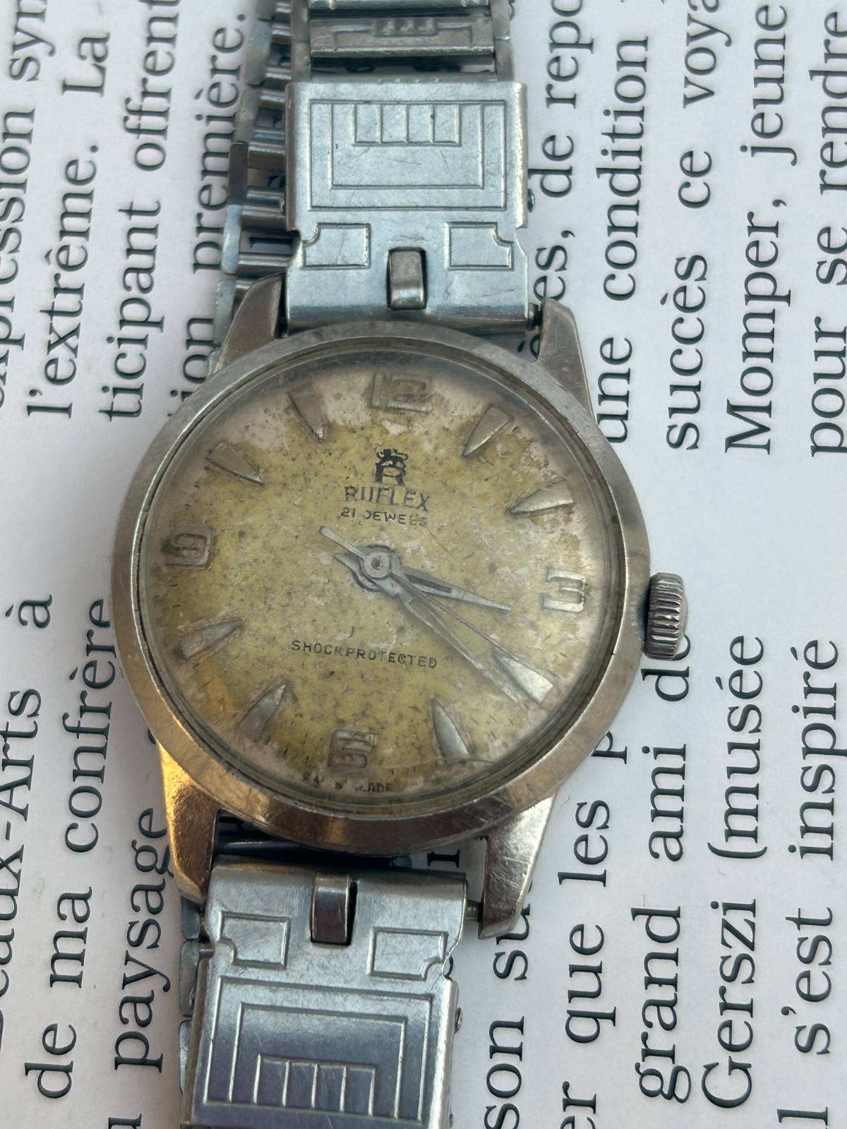 Ruflex Vintage Watche Mechanic Handwind 21 Jewles 50’s Rare Wristwatch