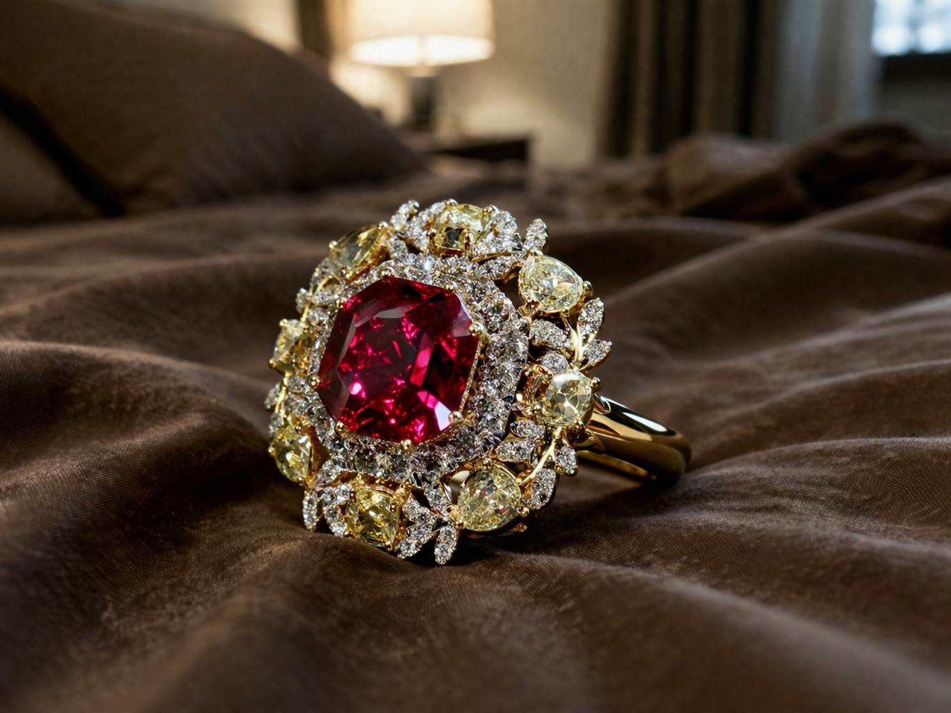 IGL Certified 4.50 Ct Natural Ruby & Diamond Wedding Gift Ring 14K Yellow Gold 7