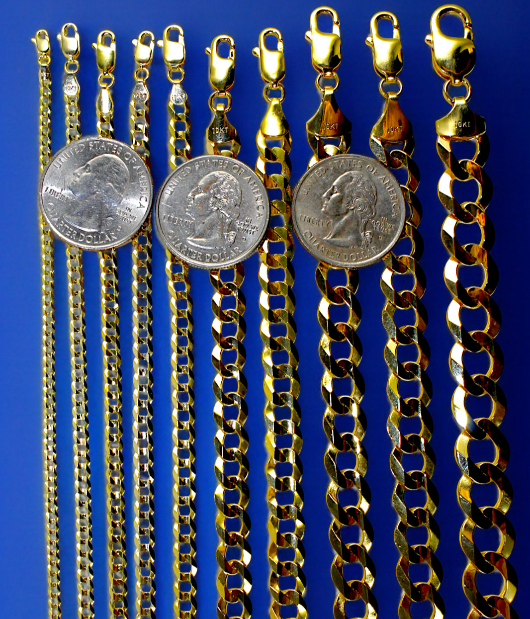 10K Yellow Gold SOLID Curb Cuban Necklace Bracelet Chain Link Real 2-9mm 7″-30″