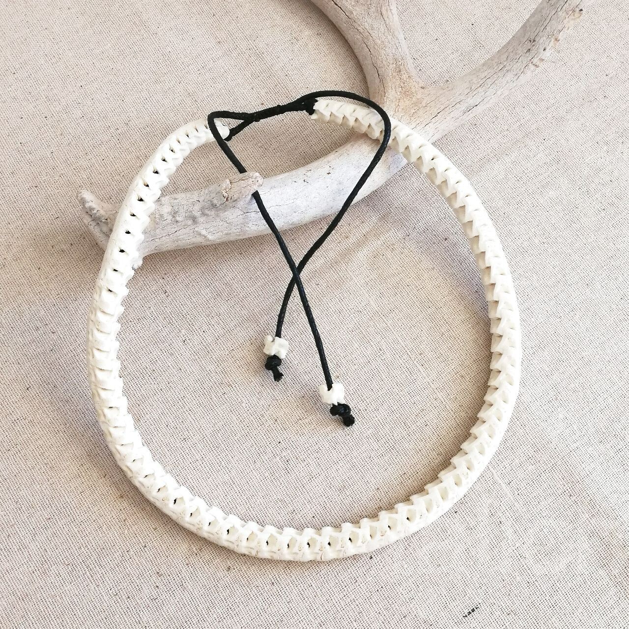 Real Snake Vertebrates Bone Hand Braided Necklace White Adjustable Unisex Cool
