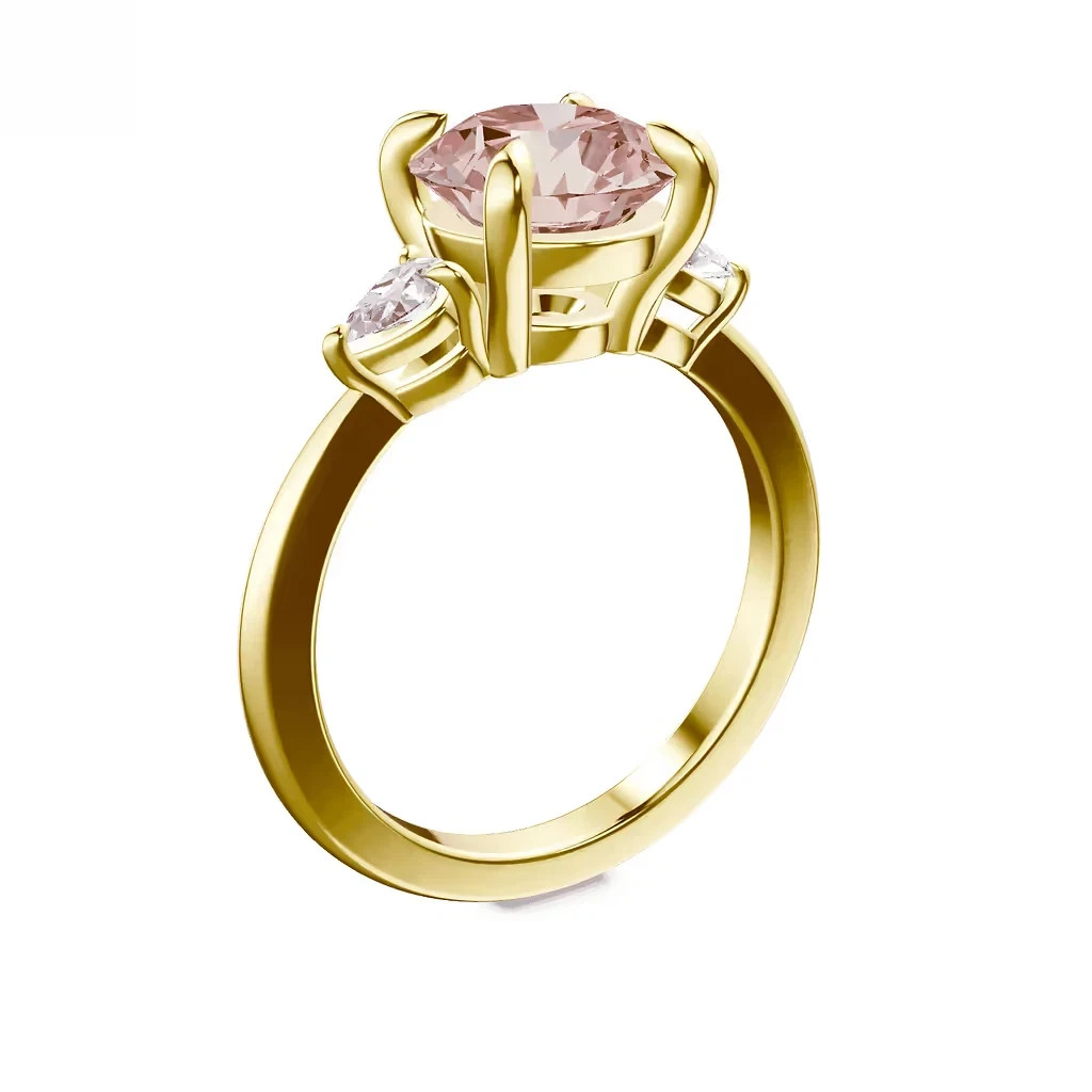 Fancy Vivid Pink Diamond Ring Round Cut 3.70 Ct IGI Lab Created 18k Yellow Gold