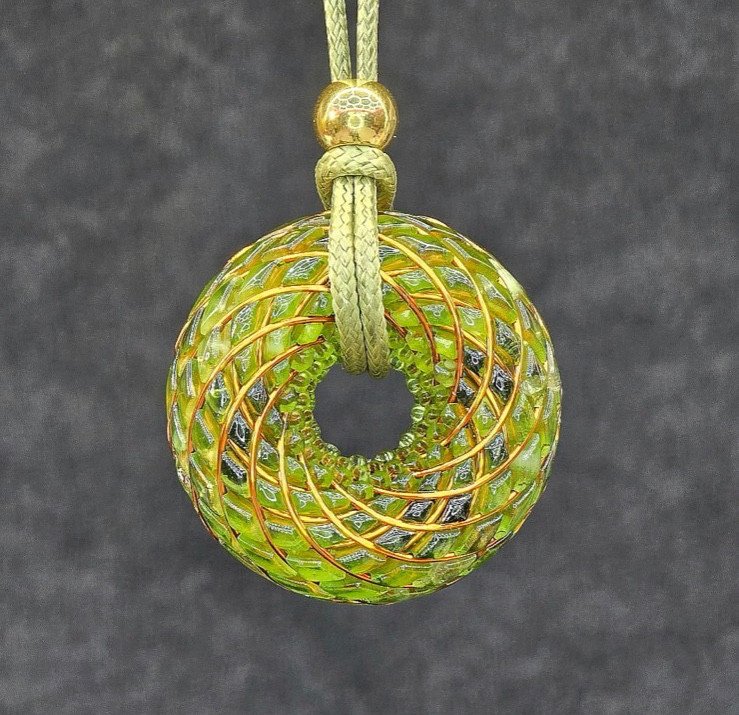Abundance Torus Pendant Citrine Aventurine Sacred Geometry Necklace