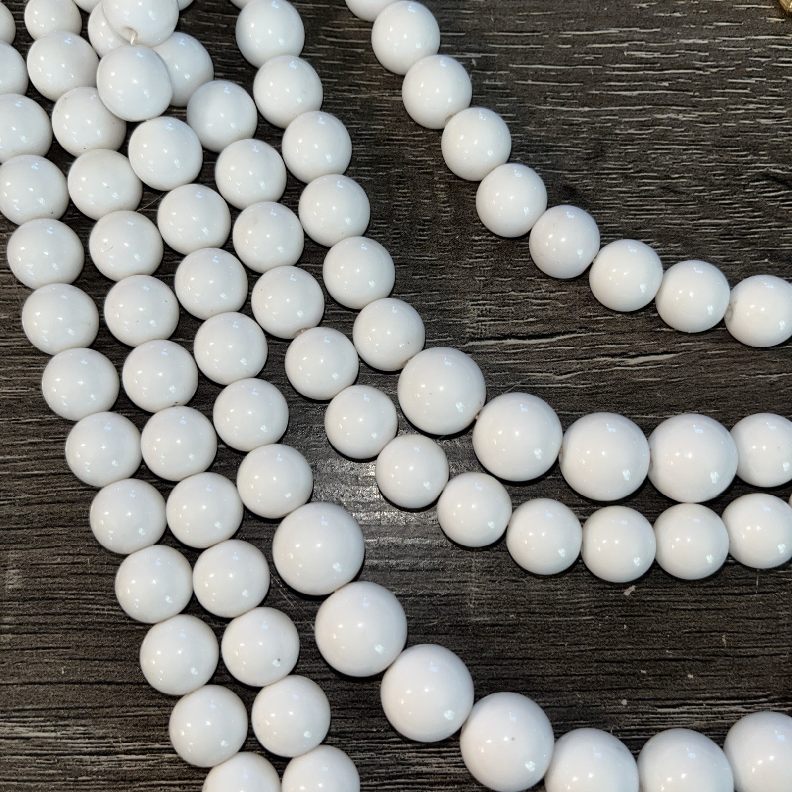 Vintage MCM White 7 Strand Chunky Statement Necklace BIB 30in Long Acrylic Beads