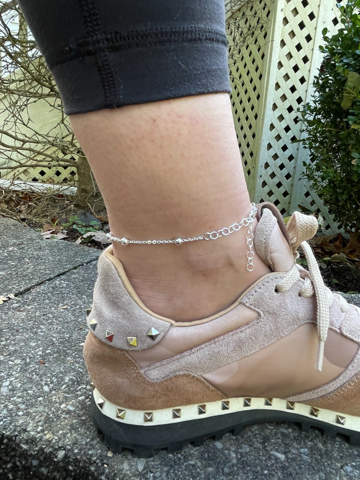 Ankle Bracelet Beaded Chain Anklet Real 925 Silver Adjustable Length 8″-11.5″