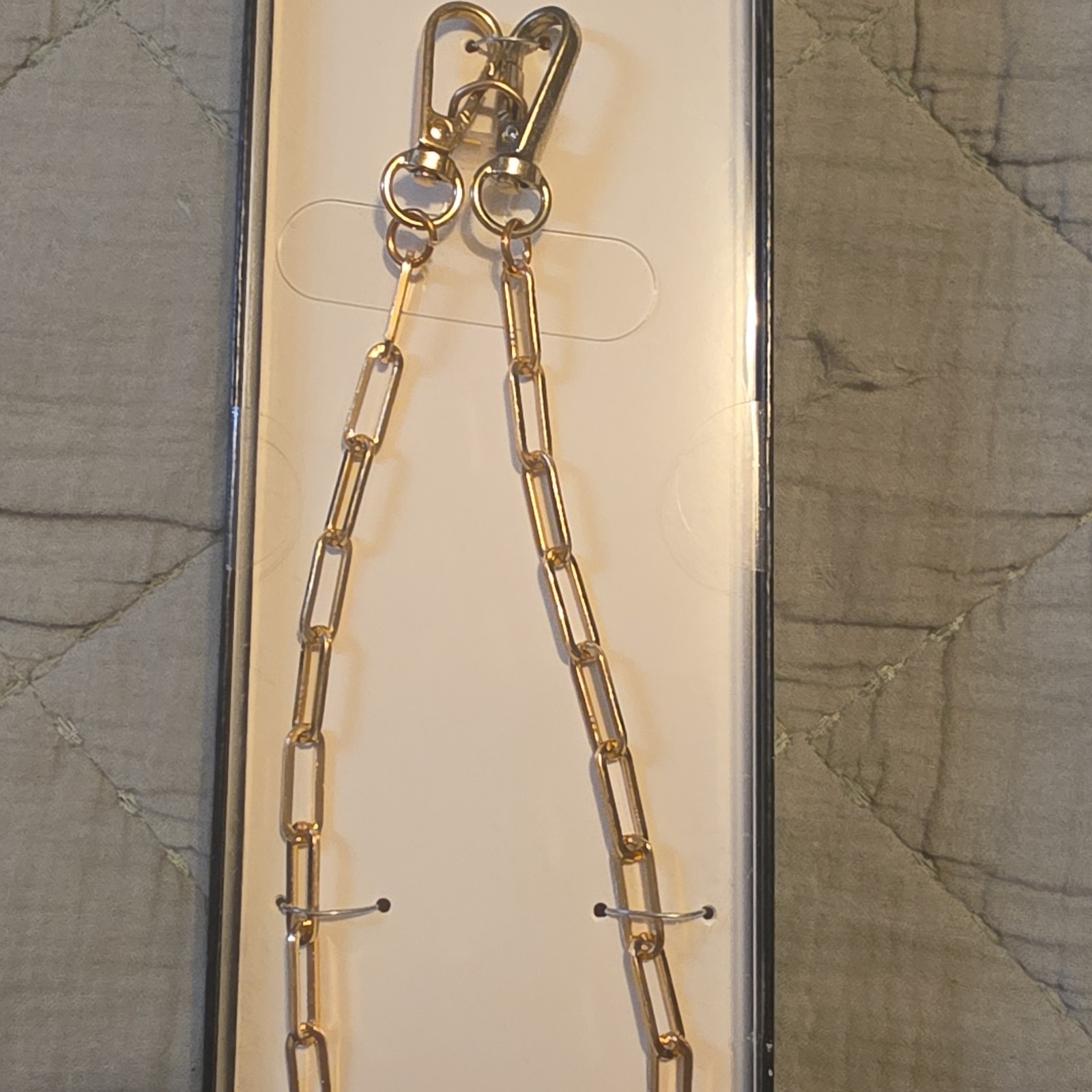 Gold Tone Paperclip Chain Necklace, Lobster Clasp, Adjustable Minimalist
