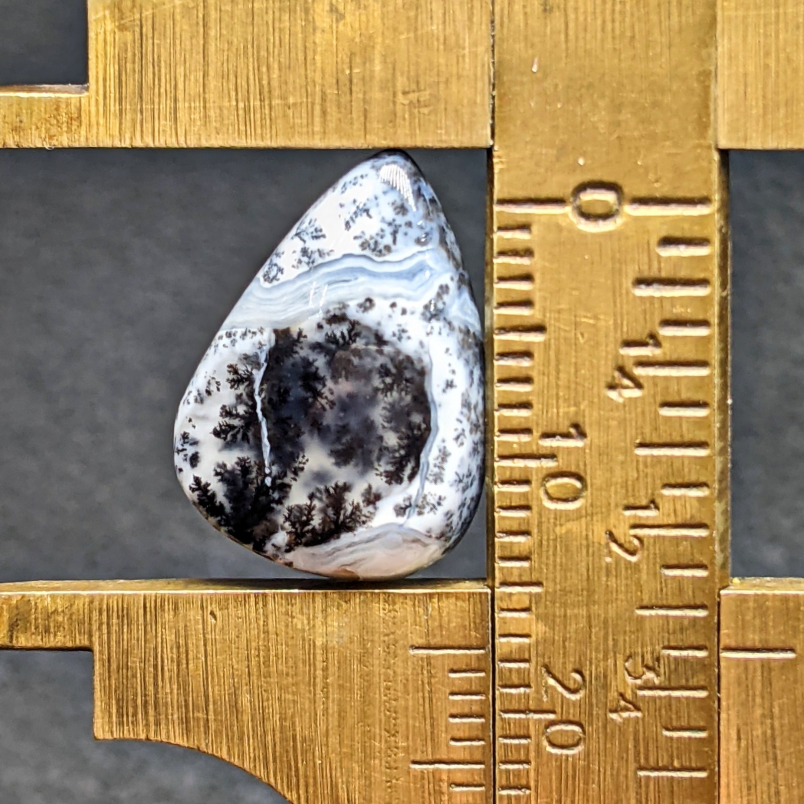Natural Dendritic Opal Pear Shape Cabochon Loose Gemstone 15x10mm