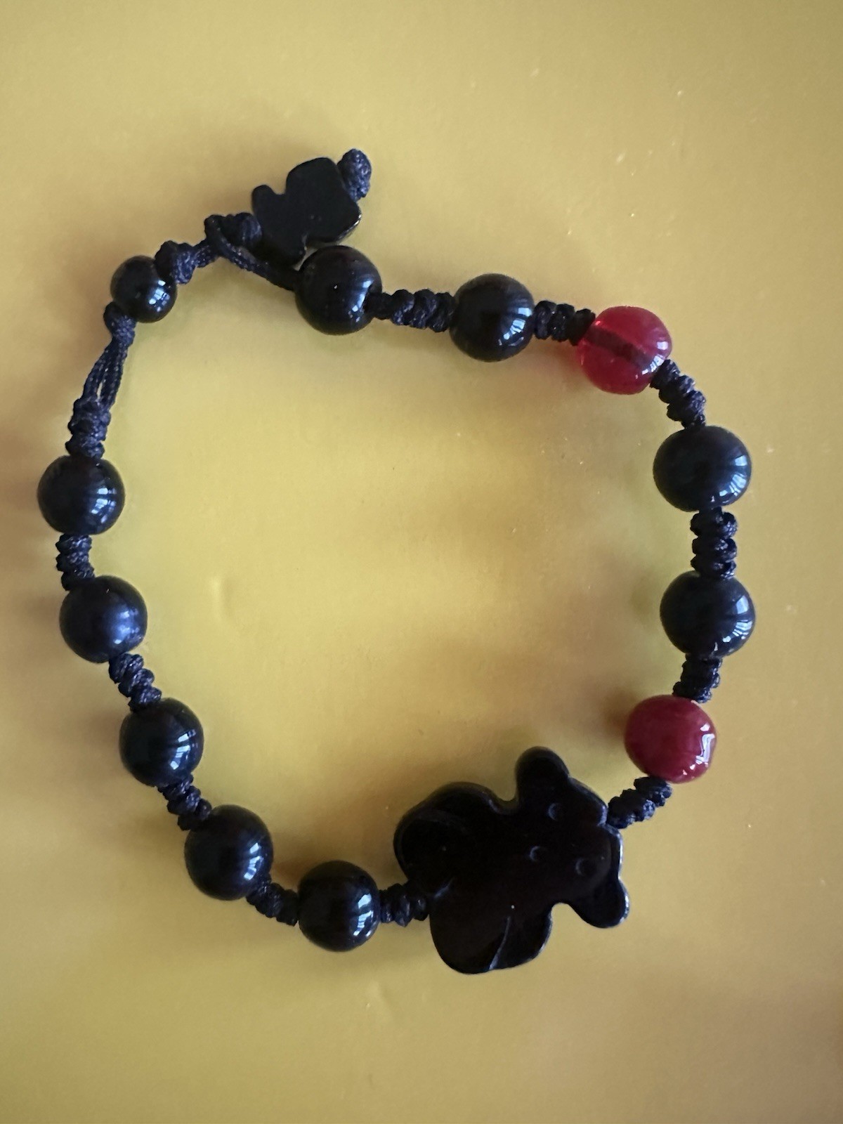 Beaded Bracelet Handmade Like@tous@ Women’s Black and Red