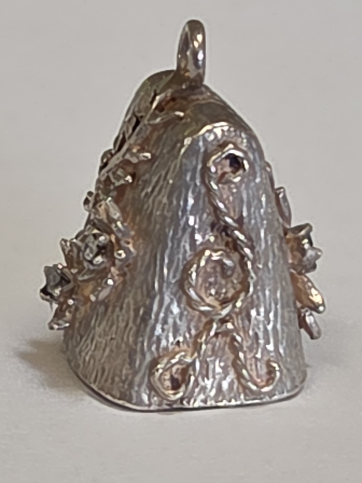 Sterling Silver ~ BELL Charm ~ Sweet Ring Noise ~ With Gems ~ RARE! ~ VINTAGE