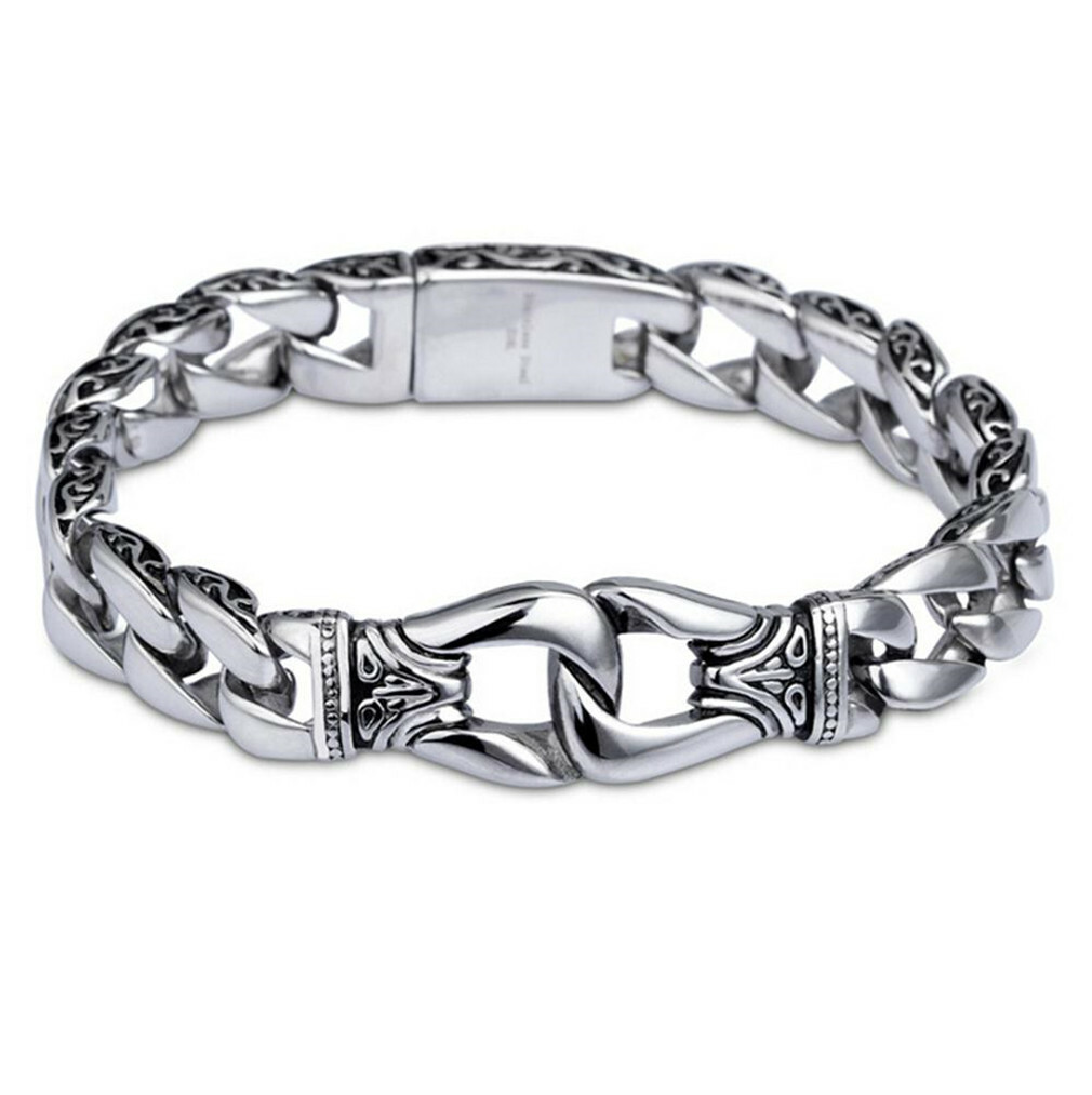 Mens Heavy Sturdy Alloy Motorcycle Biker Chain Bracelet Wristband Gift New USA